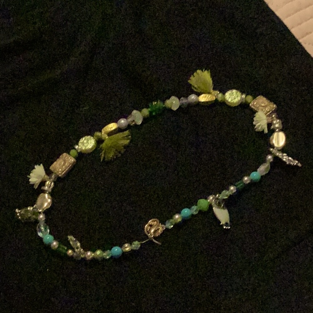Handmade luxury beaded necklace w lsterling silver charms